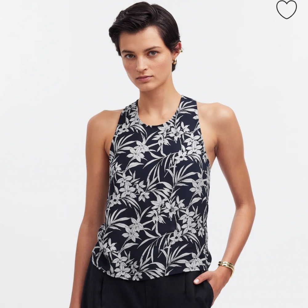 Madewell Crisscross-Back Sleeveless Top in Floral Cupro-Blend